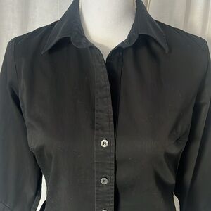 Banana Republic, classic tailored Blouse stretch, cotton black ¾ sleeve size S